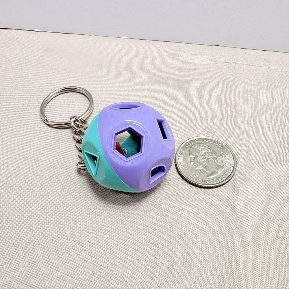 Tupperware PurpleBlue mini shape o ball toy Keychain Puzzle. Rare!